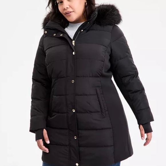 Michael Kors Jackets & Blazers - Michael Kors Black Puffer Jacket with Faux Fur Trim